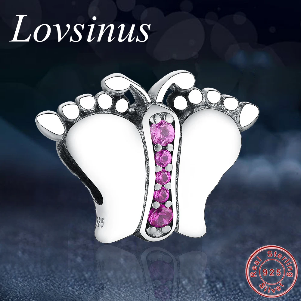 Hot Sale 925 Sterling Silver Cute Foot Charm Fit Original Europe Bracelet Charm Baby Feet Bead