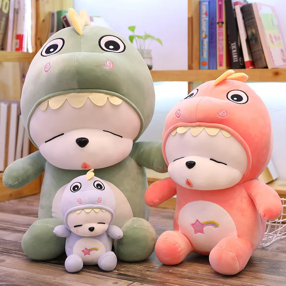 

2020 new cute rabbit doll transformed into dinosaur pillow plush toy large rag doll birthday gift