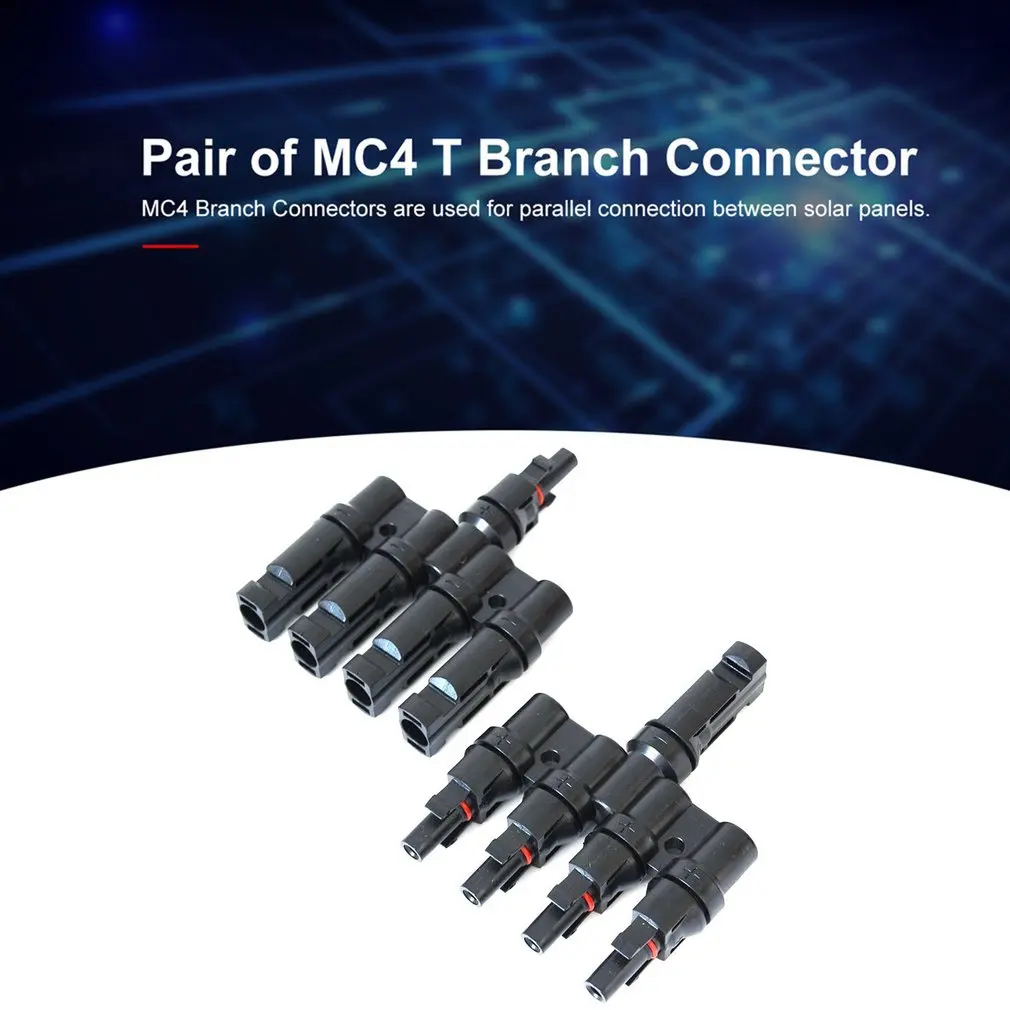 Панели солнечных батарей MC4 T филиал Разъемы сплиттер кабеля муфта Combiner для параллельного соединения между солнечной панелью s