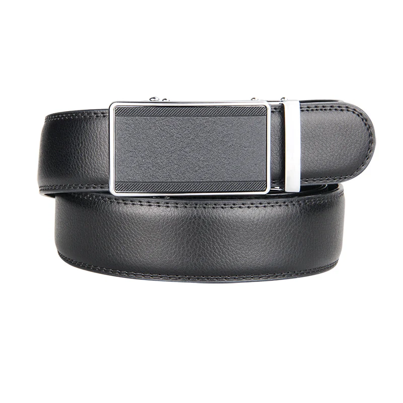 

High Quality Men's Ratchet Click Belt Genuine Leather Dress Belt for Men Jeans Holeless Automatic Sliding Buckle Black Belts
