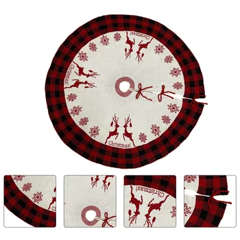 

Christmas Tree Skirt Xmas Themed Round Tree Skirt Mat Party Decoration (Red)