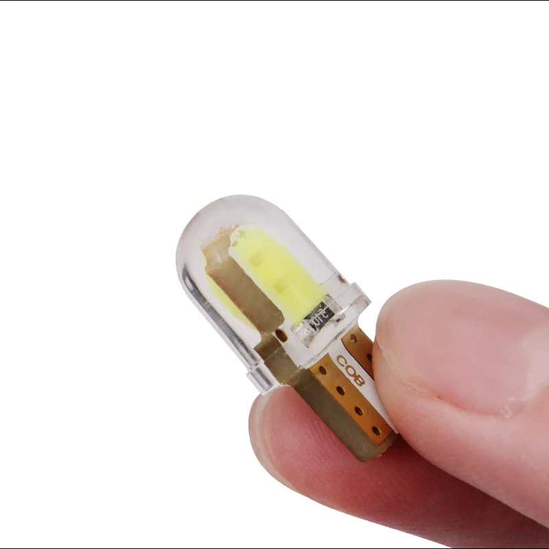 1/2 10 шт Автомобильный светодиодный свет T10 W5W 12V Led приборный кластер силиконовый Cob 2W Автомобильный плафон внутреннего освещения лампа Янтарный Желтый Оранжевый Красный Белый