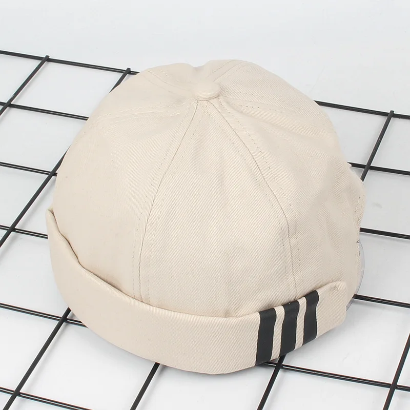Полосатая кепка без козырьков для мужчин и женщин Landlord Street Ventilation Skull cap Sailor Байкерская Кепка хлопковая Повседневная Docker Матросская шляпа