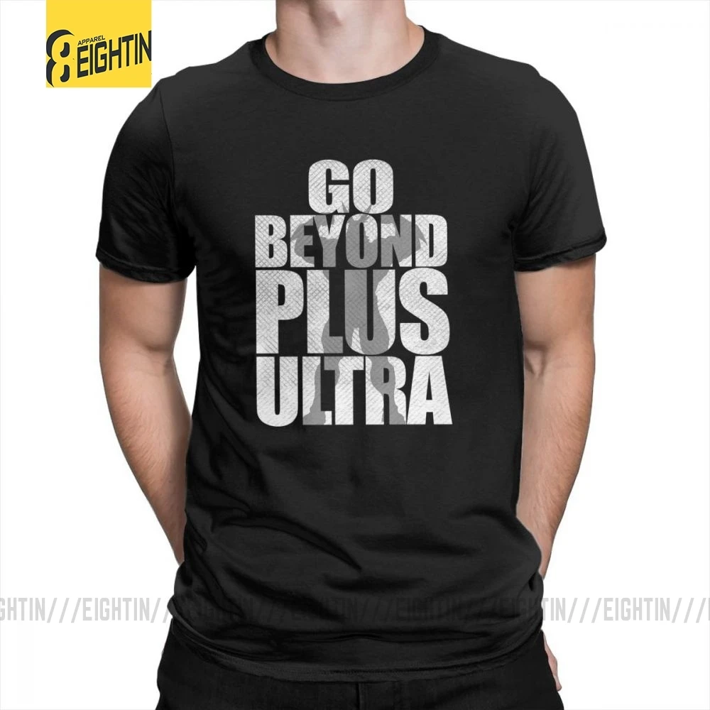 My Hero Academy Go Beyond Plus, ультра принт, одежда, футболки, мужские, очищенный хлопок, тройники размера плюс, футболка, короткий рукав, простая - Color: Black