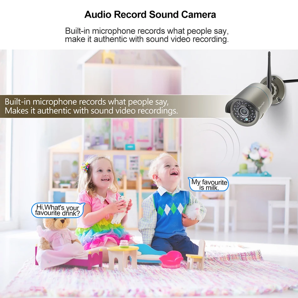 Techage H.265 8CH 1080P Hd Wireless Nvr Kit di Sicurezza Del Cctv Sistema di 2MP Ir Cut Esterna Aud