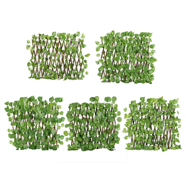 Kerítés Képernyő Mesterséges Levél Kibővíthető Otthoni Dekoráció 40 Cm -Es Növénylevelek Nyújtható Fa Kert - Image 3
