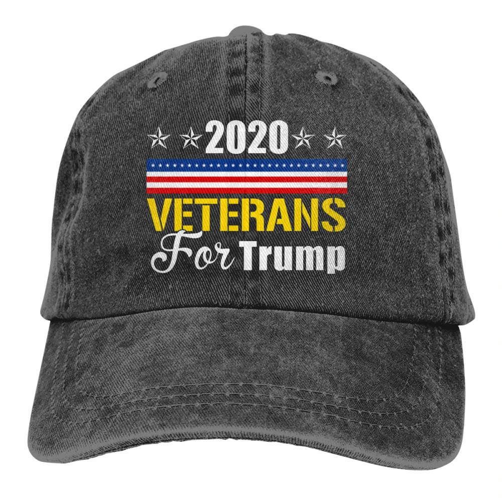 Ветераны для Трампа Casquette черные унисекс Мужские Женские джинсовые бейсболка с ремешком кепки регулируемые Гольф папа шляпа