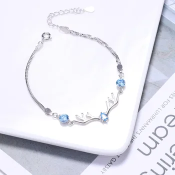 

S925 Sterling Silver Deer Horn Bracelet Bracelet Jewelry for Girl 520 Valentine's Day