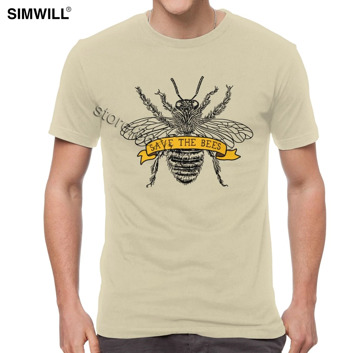 Футболка мужская с надписью Save The Bees дышащая хлопковая тенниска майка для