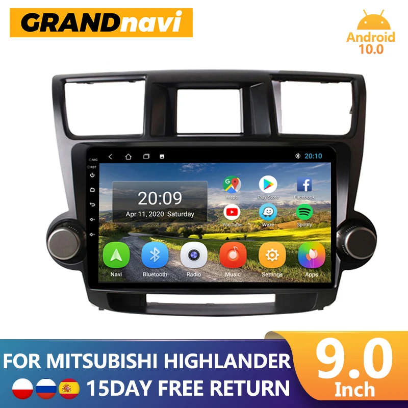 Автомагнитола GRANDnavi Android для Toyota Highlander 2007-2013 GPS 2 Din мультимедийный видеоплеер