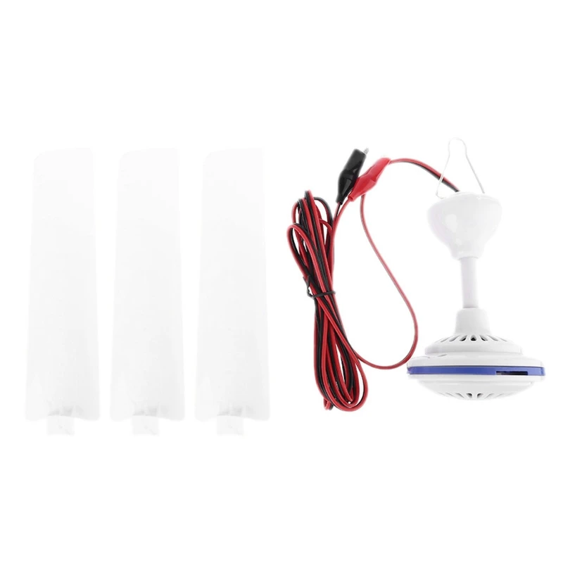 

12V 24V Mute Ceiling Fan 19.6inch Camping Tent Silent Hanging Fan with Switch 4.7m Power Cable for Outdoor Hiking Bed