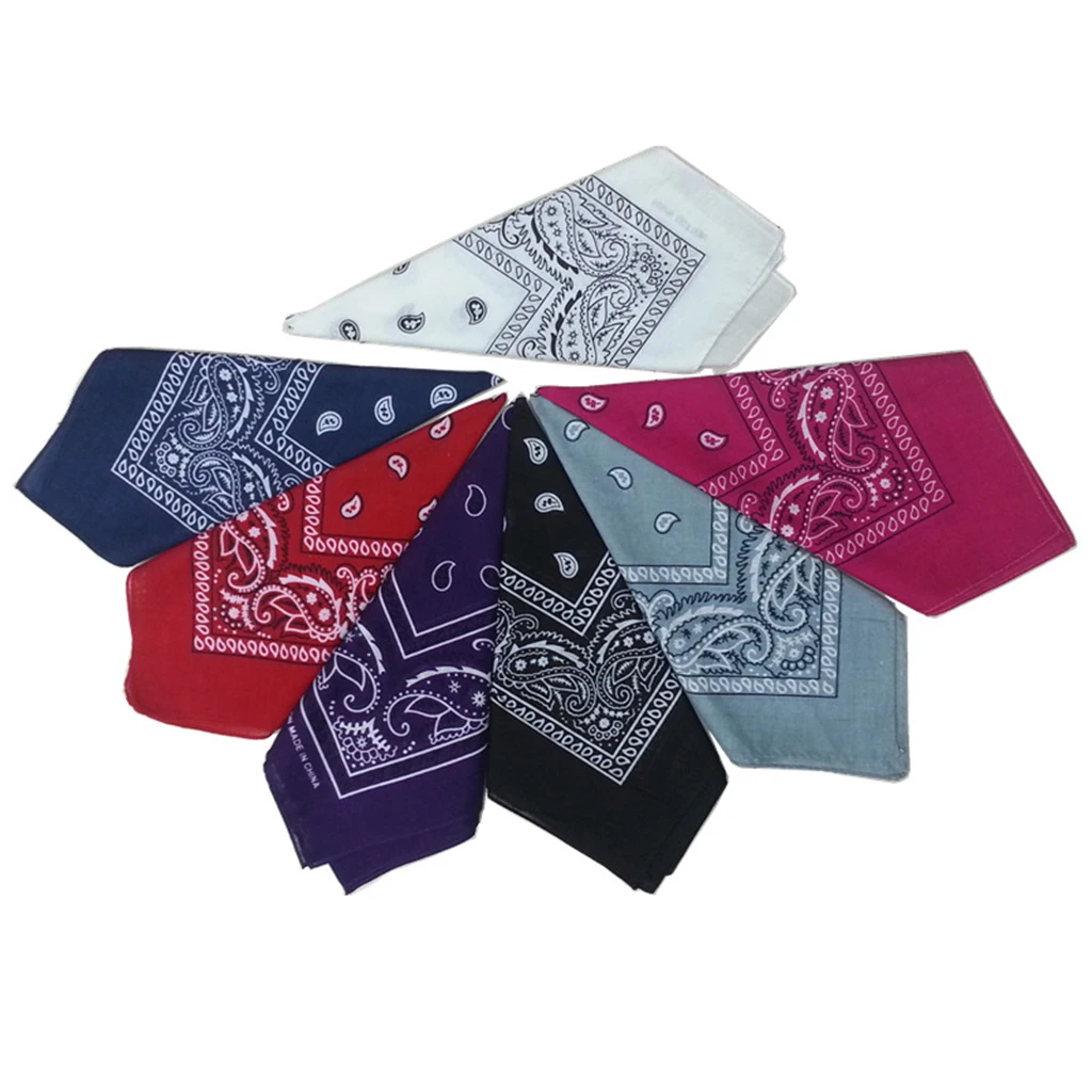 Hip Hop Bandana Headwear  100% Cotton Paisley Cowboy Bandana Scarf Head Wrap Neck Wristband Handkerchief punk Turban Head Scarf