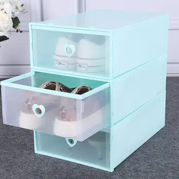 

3Pcs Household Storage Box Plastic Shoe Box Thickened Transparent Plastic Box Drawer Type Storage Container Home Organizer
