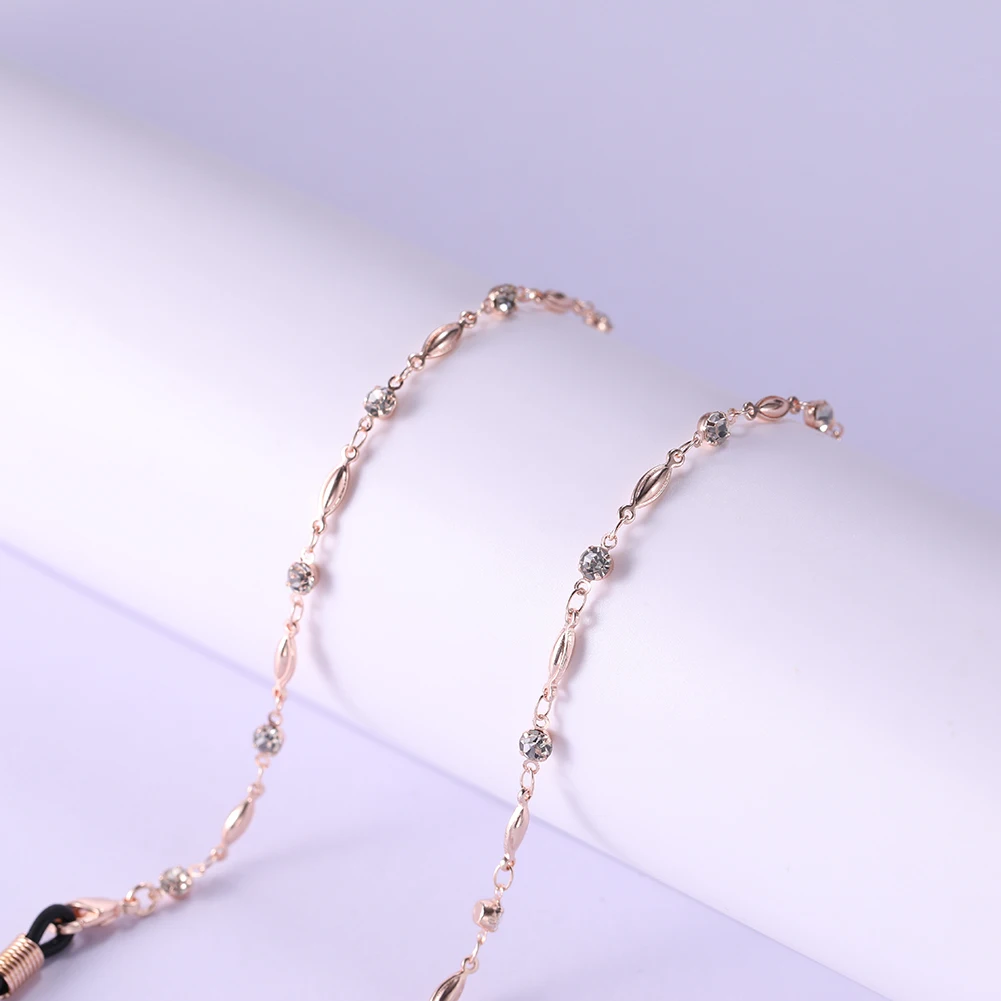 Teamer Fashion Women Crystal Beaded Glasses Chain Rose Gold Color Sunglasses Chains Cords Lanyard Hanging Neck Holder Necklaces 5