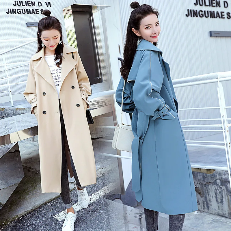 

Trench Coat Women's Mid-length Korean-style Spring 2018 New Style Students BF Versatile over-the-Knee CHIC Coat Fashion