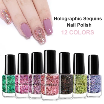 

NICOLE DIARY 6ml Sequins Gel Nail Polish Pink Purple Series Soak Off Nail Art Gel Polish UV Gel Varnish