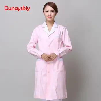 

Women Fahion Nurse Uniform Long Sleeved 2 Colors Lab Coat Pharmacy Doctor Overalls Uniform Nurse Health Coat