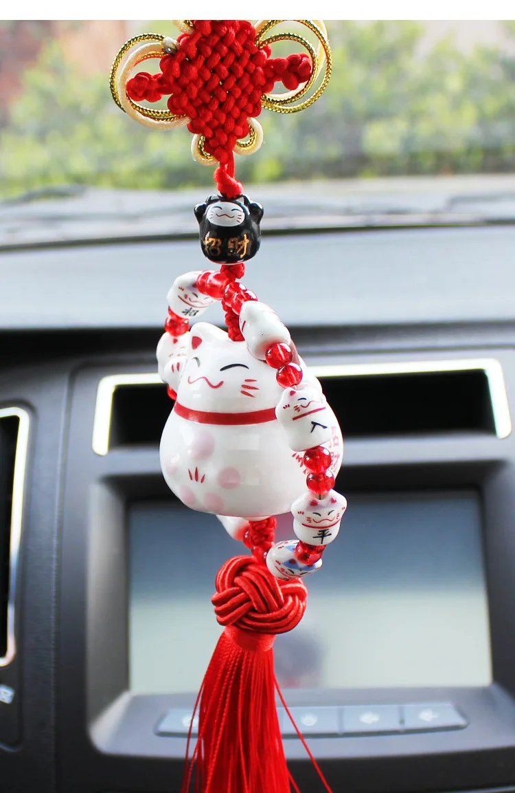 Lucky Cat автомобильный подвесной орнамент круговое кольцо автомобильные аксессуары керамические Автомобильные украшения автомобильные крепления Lucky приносит безопасность сзади