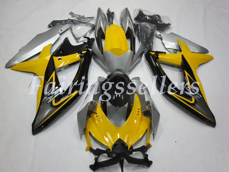 

<Injection mold> New ABS Full Fairing Kit 100% Fit For GSXR600 GSXR750 k5 K8 K9 Fairings Yellow Black