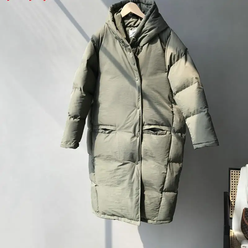 

New Women Hooded Warm Parkas Casual Long Sleeve Pockets Solid Long Coats Loose Thick Winter Jackets Padded Cotton