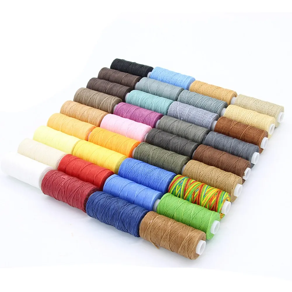 

50 Meters Leather Waxed Thread Sewing Line Durable Thread Flat Waxed Cord Hand Stitching Sewing Line for Handmade Crafts