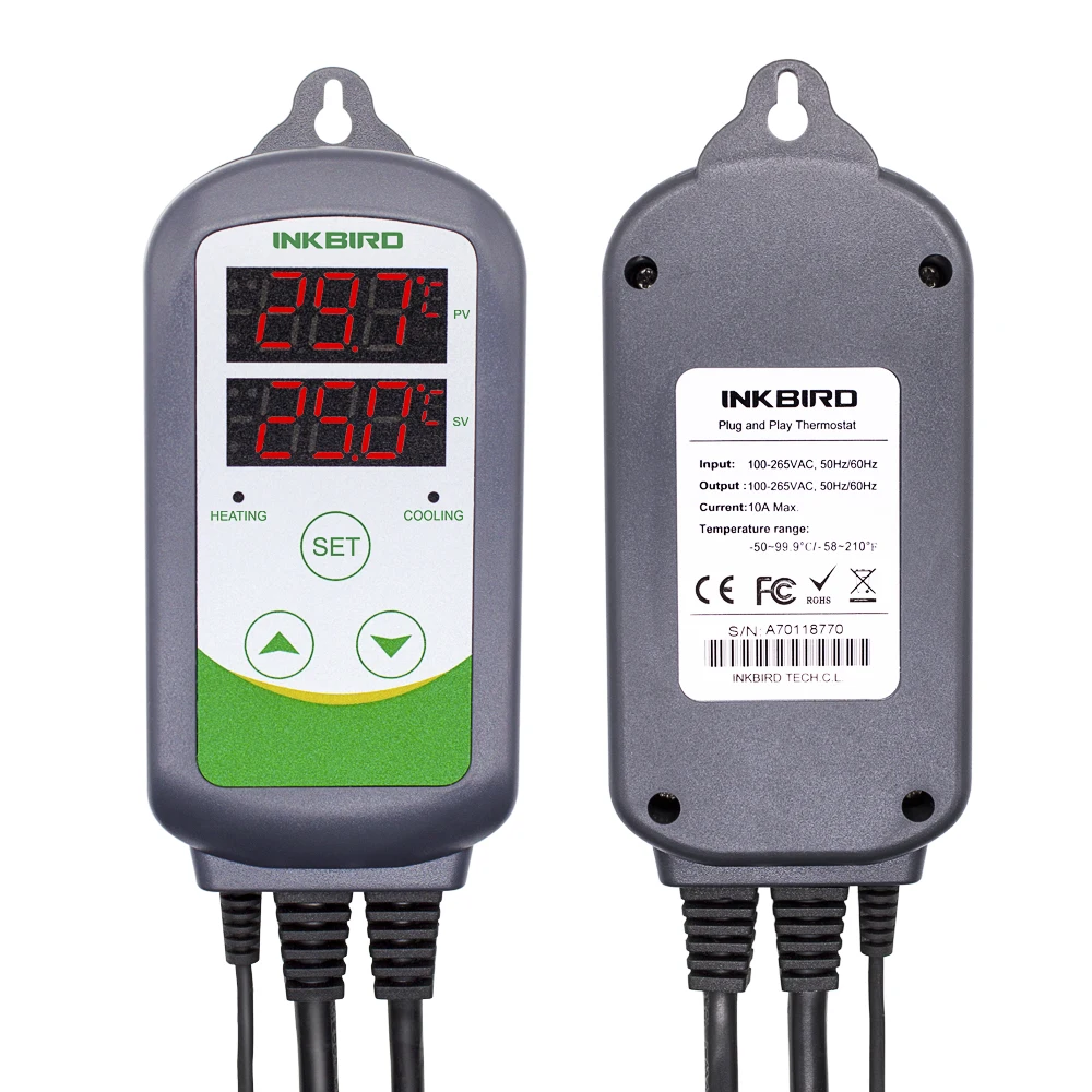 Digital Temperature Controller Digital Thermostat Inkbird 4 type heating and cooling temperature controller with two relays for carboy greenhouse terrarium aquarium Brewing