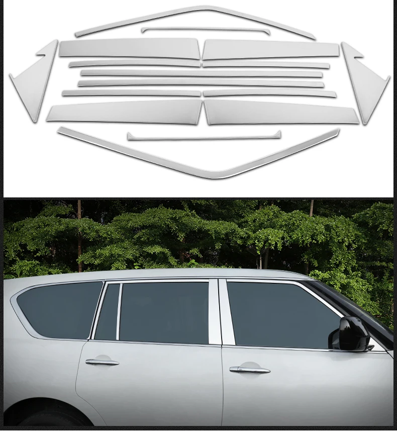 Нержавеющая сталь снаружи подоконник крышка планки для nissan patrol 2010 2011 2012 2013 2014 2015