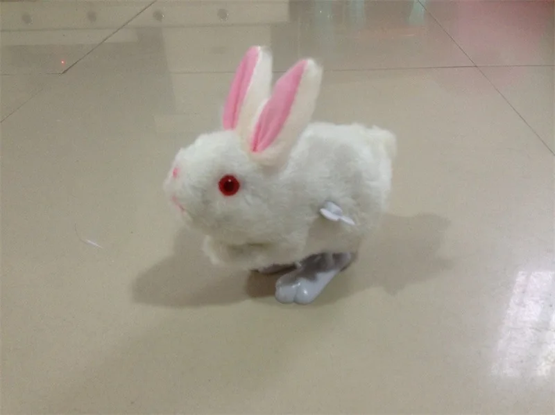 

White Plush Spring Rabbit Winding Cute Rabbit Children'S Educational Gift Stall Toy Supply of Goods Hot Selling
