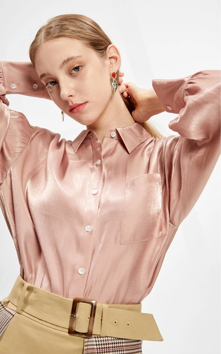 Vero Moda женская OL стильная металлическая блестящая Свободная рубашка с открытыми плечами | 319305537