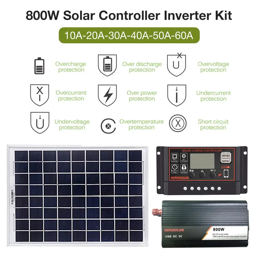 ЖК-контроллер AC230V 800 Вт Солнечная силовая Система солнечная панель Солнечный контроллер инверторный набор Солнечная силовая система батарея обратного хода