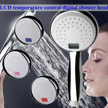 

LCD Hand Shower Led handheld Shower Head with Temperature Digital Display 3 Colors Change Water Powered led shower spray