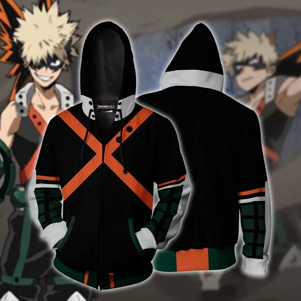 My Hero Academia Bakugou Katsuki Cosplay Pullover Sweatshirt Navy Hoodie Jacket