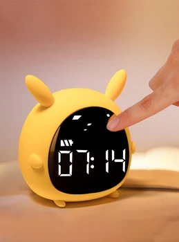 

Portable Creative Alarm Clock Cute Kids Travel Smart Rechargeable Small Alarm Clock Cartoon Bedside Silent Relojes Desk Decor BH