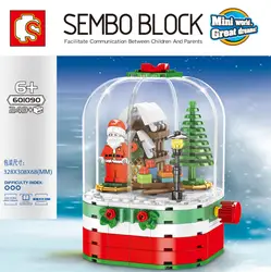 2019 блоки sembo новые рождественские наборы Подарочная коробка хрустальная коробка Санта-деревенский поезд модель строительные блоки