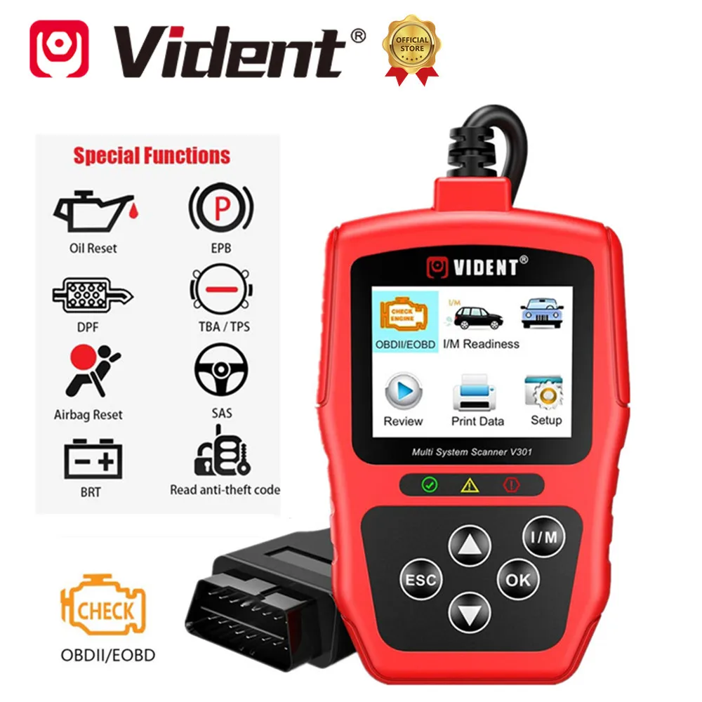 Vident V301 OBD2 tam otomatik teşhis aracı SAS EPB DPF yağ pil sıfırlama hizmetleri V-A-G V-W /Audi/skoda/Seat tarayıcı