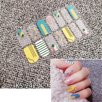 

14 Tips/Sheet Nail Art DIY Full Cover Self Adhesive Stickers Polish Foils Tips Wraps Glitter Gradient Shiny Nail Decals Manicure