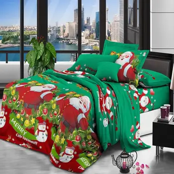 

AsyPets 3D Santa Claus Printing Bed Sheet + Quilt Cover + Pillowcase Bedding Set