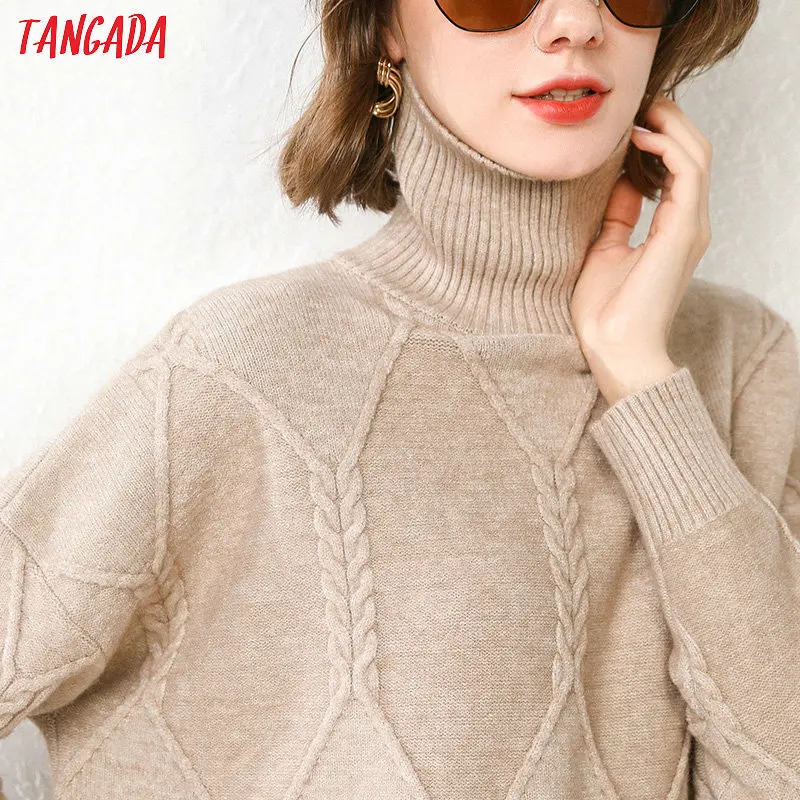 Tangada, женские джемперы, ассиметричный свитер, пэчворк, зима, Новое поступление, корейский толстый свитер оверсайз, твист, Женский пуловер, AQJ22