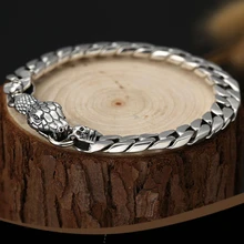 Chain Link Snake head Bracelet For Men Women Lover 8mm Width Solid 925 Sterling Silver Biker Gift Fashion Jewelry