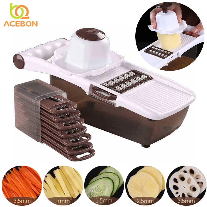 

Multifunctional Mandoline Slicer Vegetable Cutter With 8 Pieces Stainless Steel Blade Potato Peeler Carrot Grater Kitchen Tool