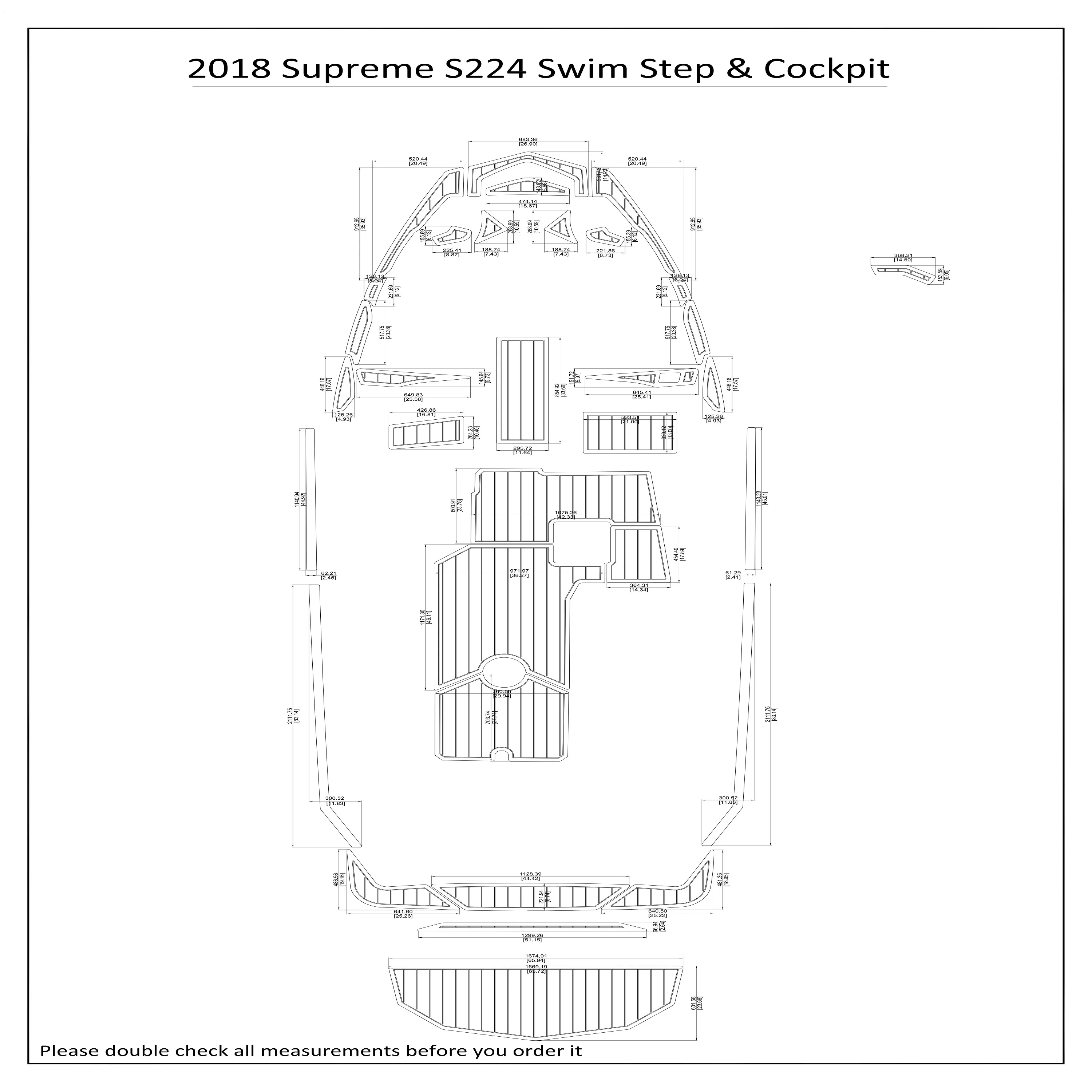 

2018 Supreme S224 Swim Step Cockpit Boat EVA Faux Foam Teak Deck Floor Pad