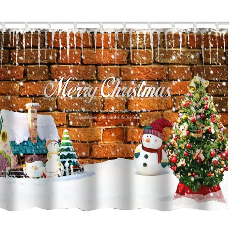 Рождественская занавеска для душа, водонепроницаемая занавеска для плесени, Санта-Клаус, снеговик, напечатанная занавеска, домашний декор для ванной, занавеска для душа - Цвет: A2