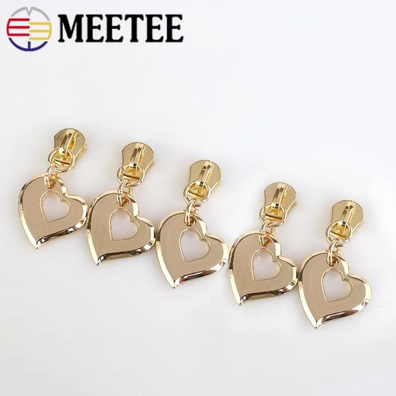 Meetee 5# слайдер с золотым металлическим сердечком на молнии для съемника металлической молнии DIY ремкомплект на молнии сумки одежда Чемодан Аксессуары