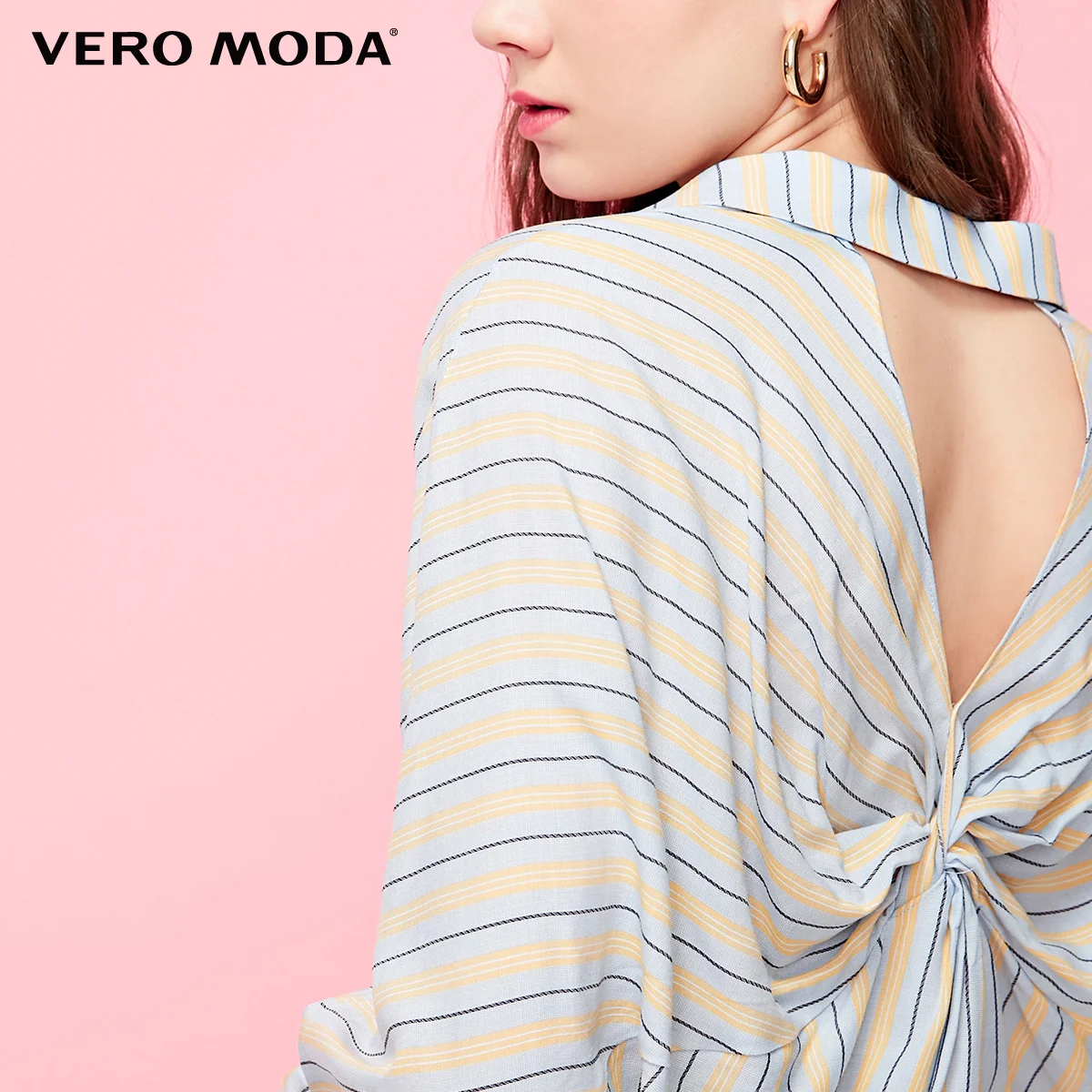 Vero Moda Женская Полосатая Рубашка с v-образным вырезом и рукавами летучая мышь | 319231577