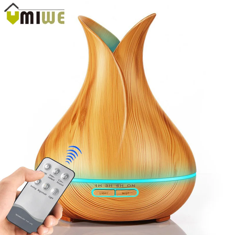 

Air Humidifier Wood Grain 7 Color Changing LED Night Lights USB Electric Diffuser Cool Mist Maker for Bedroom Office Home 400ml