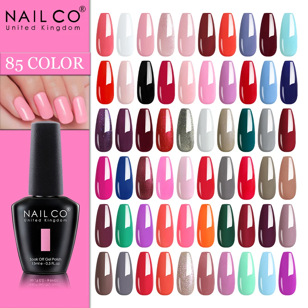 NAILCO 85 цветов гель для ногтей УФ светодиодный 15 мл Лак маникюрный лак гибридные