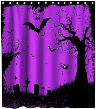 

Nightmare Before Christmas Shower Curtain Halloween Decor Theme Bathroom Set