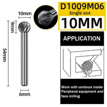 6-16MM Tungsten Steel Grinding Head Carbide Rotary File D Type Spherical Single And Double Slot Cutter End Milling Cutter 