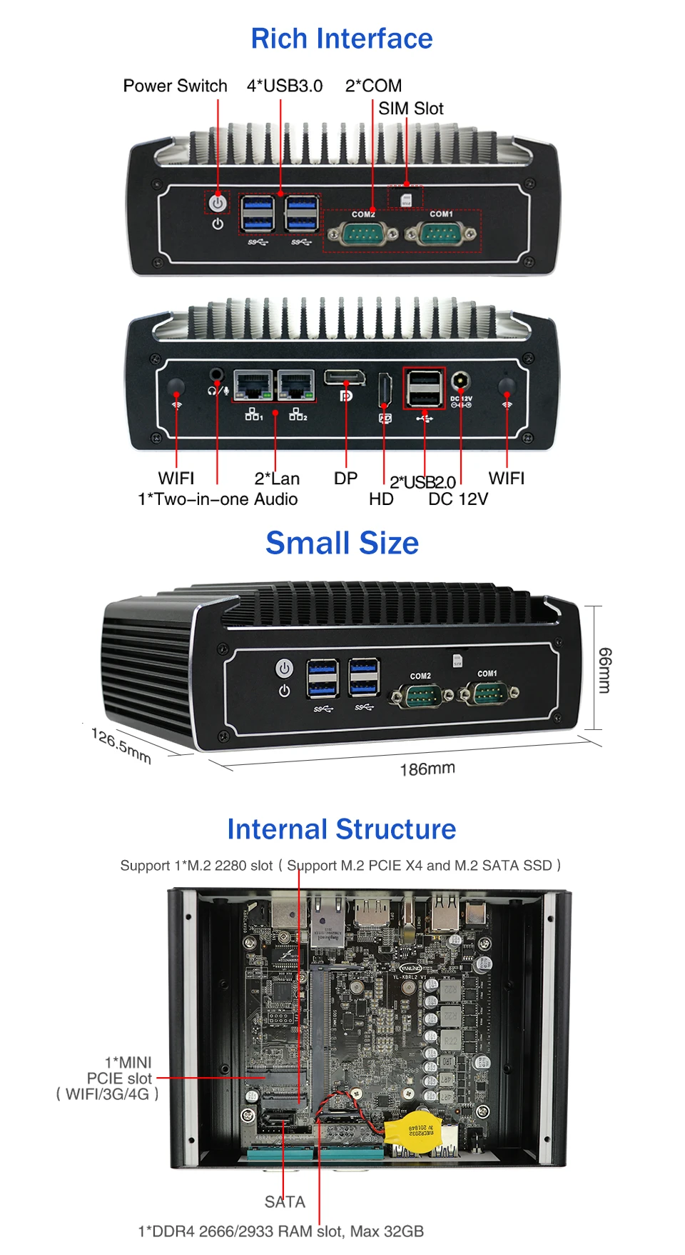 Yanling Fanless Intel Core I3 1010u Mini PC - 2 LAN Ports, Windows 11 OS Description Image.This Product Can Be Found With The Tag Names Barebone Mini PC, Computer Office, Pc
