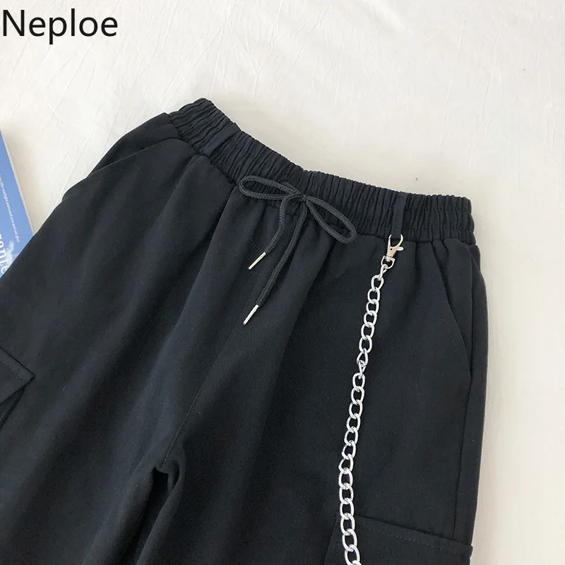 Neploe, женские брюки с высокой талией, весна, повседневные, на шнуровке, с карманами, брюки, корейская мода, женские штаны, 80442